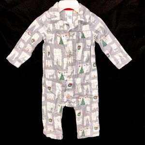 Baby Boden Printed Flannel All In One Christmas PJ